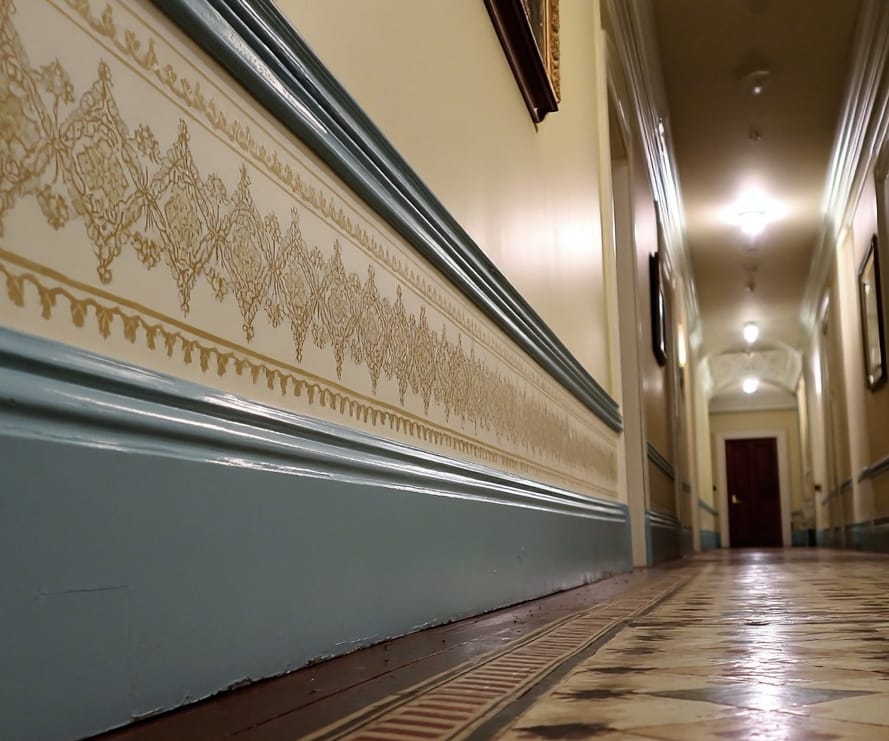 Interior photo of printed baseboard pattern