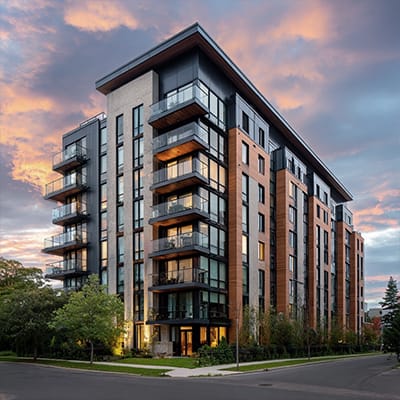 Esterior photo of a Mid-Rise Condo/Coop