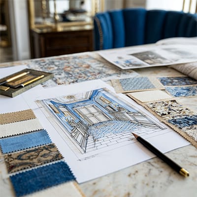 Property manager discussing building plans with Fine Print consultant