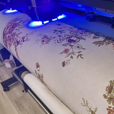 Commercial printing press producing Type II wallcovering for multi-family project