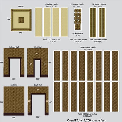 Scheduleematic breakdown of wallpaper installation for a hallway