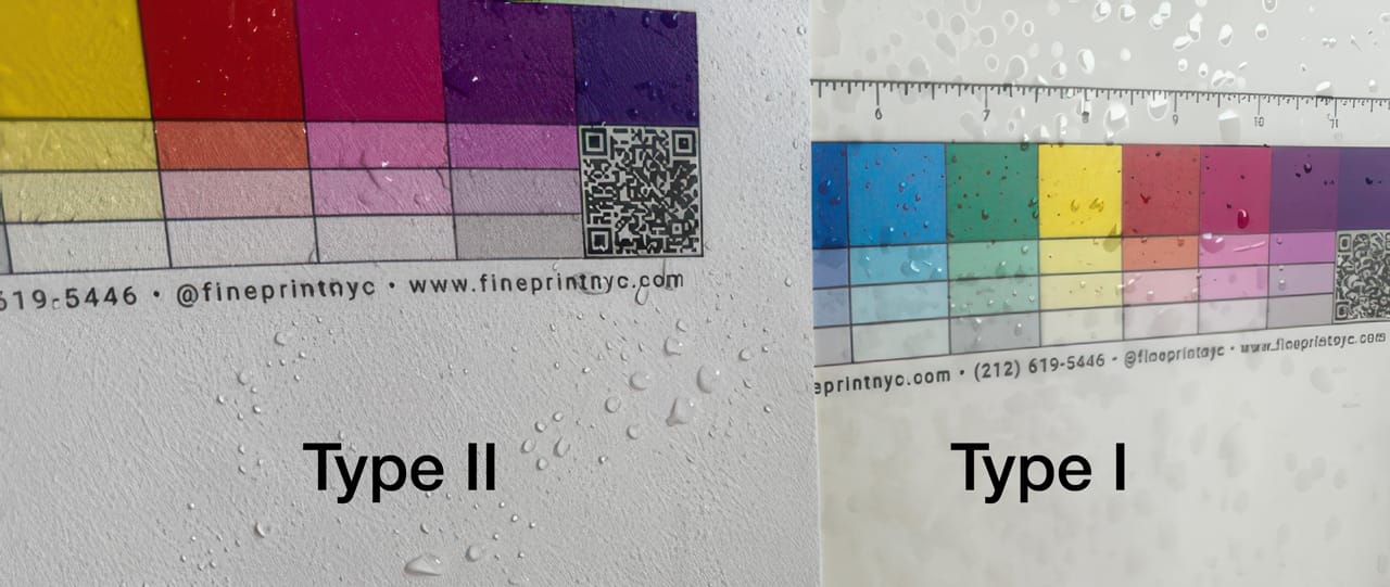 photo of water resistance of type 2 vs type 1 wallcovering