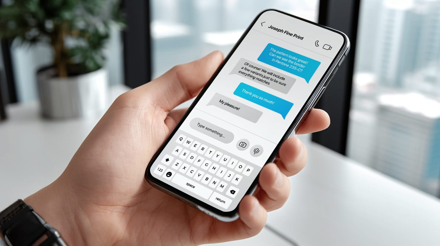 graphic of text messages overlaid over a complex printing process diagram