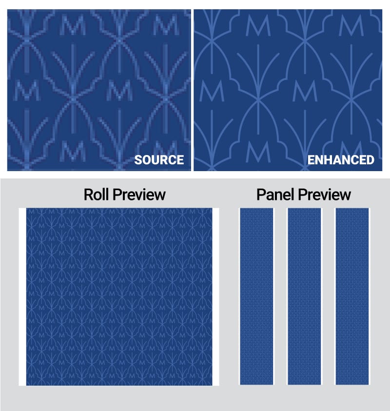 Digital preview of image enhancement and roll previews