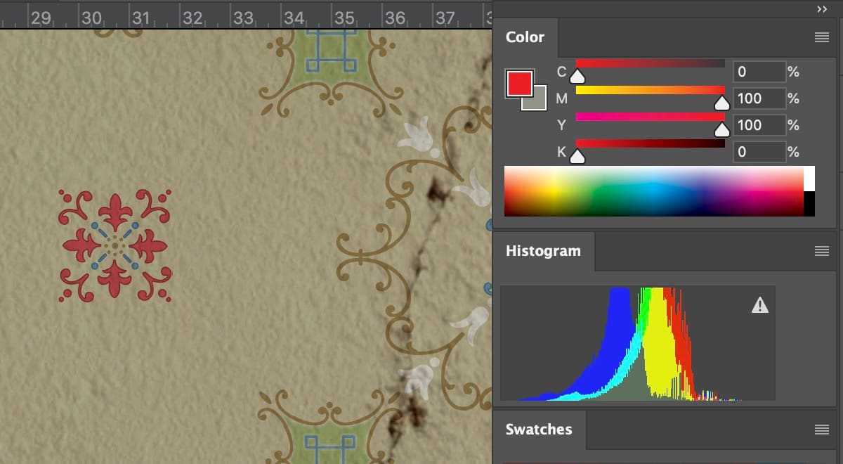 Cleaning up a scanned wallpaper pattern in Photoshop