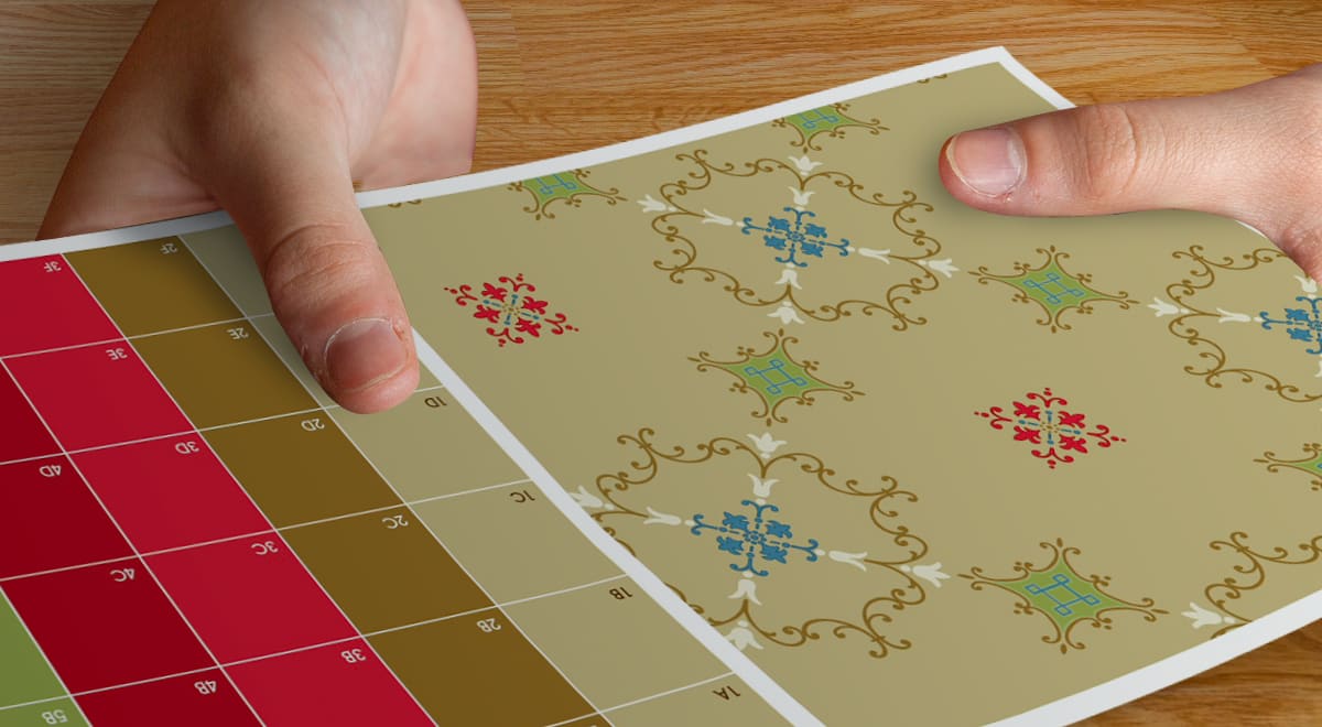 Matching wallpaper colors against a printed color chart