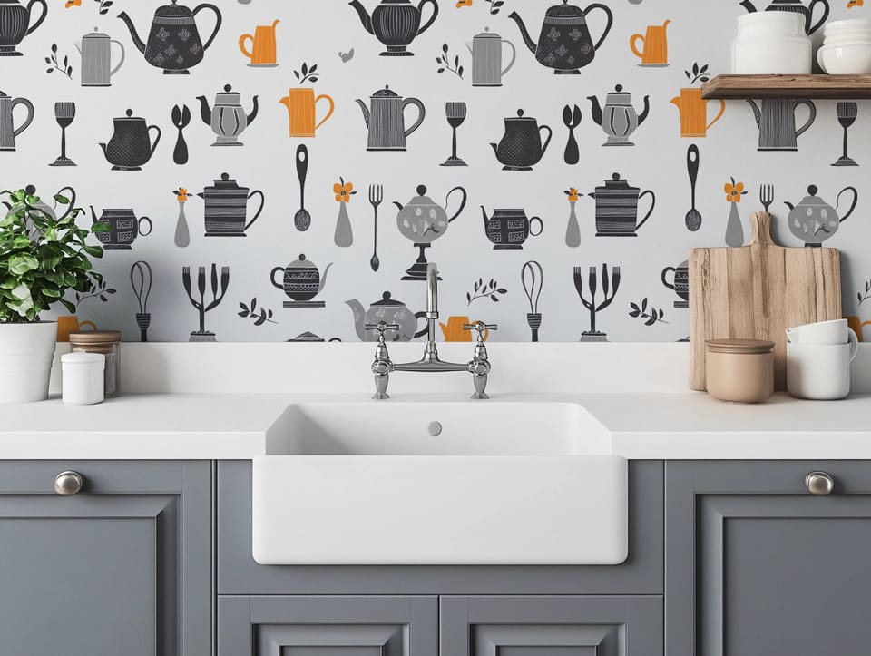 Custom kitchen backsplash wallpaper pattern