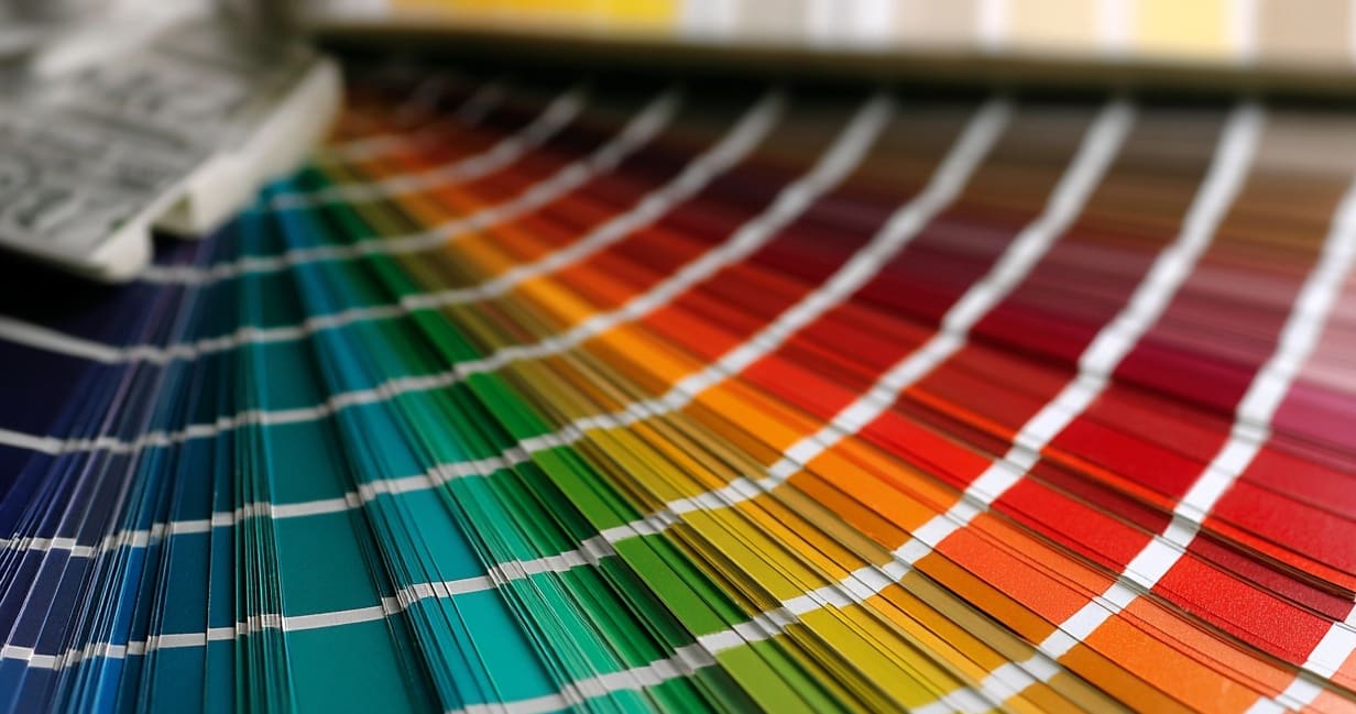 Color palette book spread out