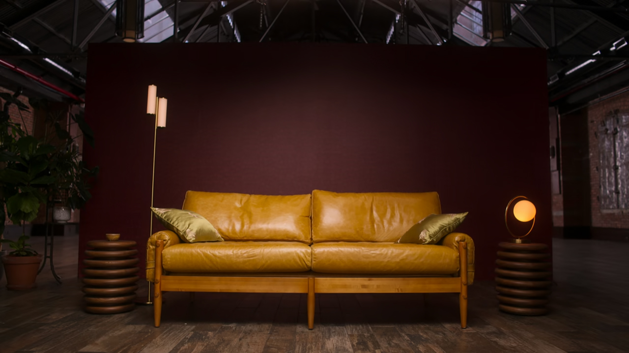Couch photo with wall pattern