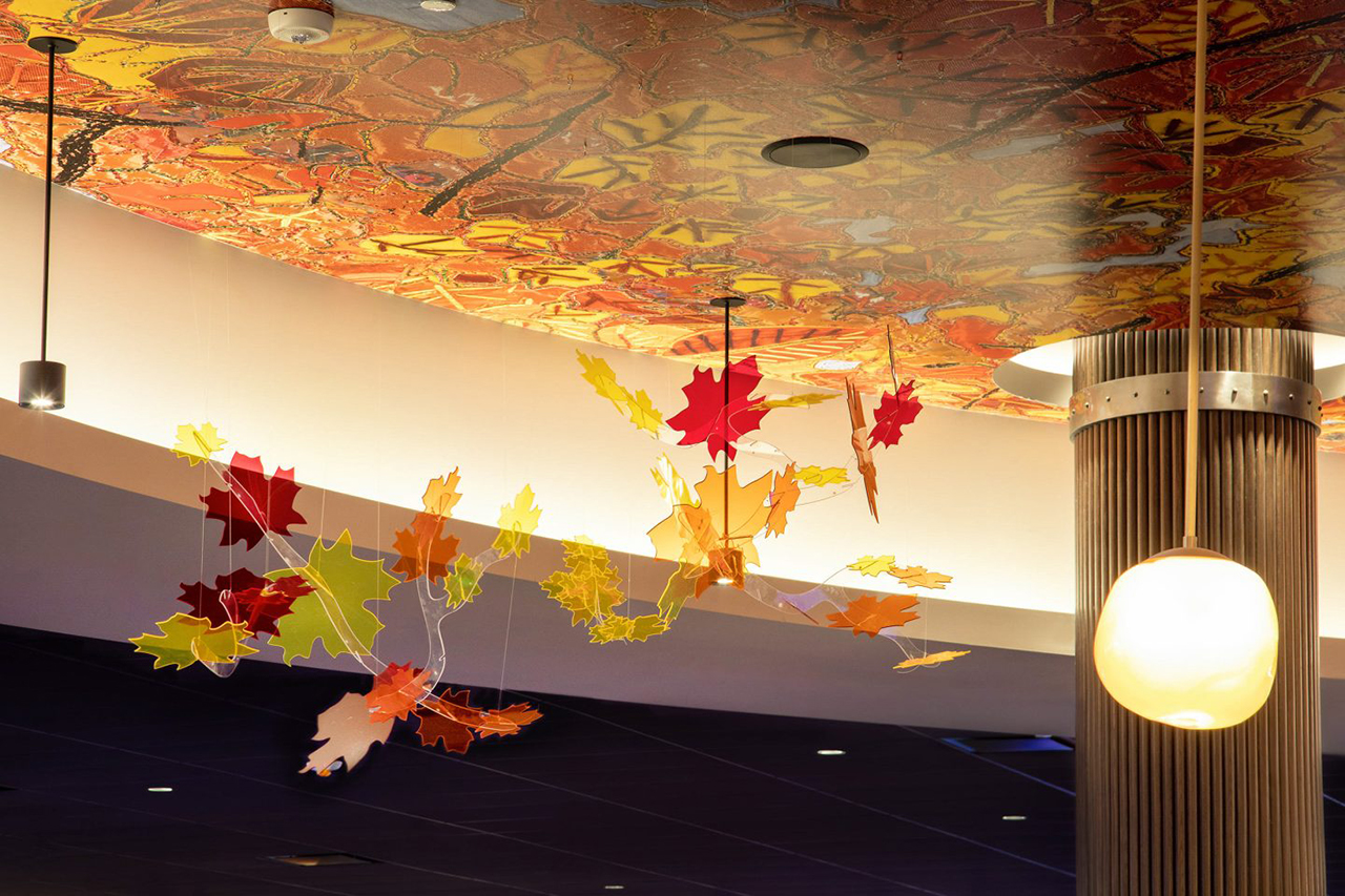 Even closer view of leaves pattern on ceiling