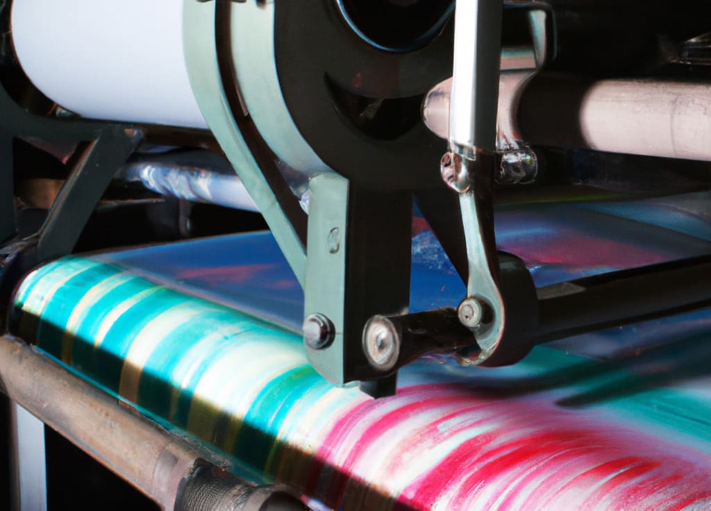 Image of vintage Surface Printing Press printing colorful inks